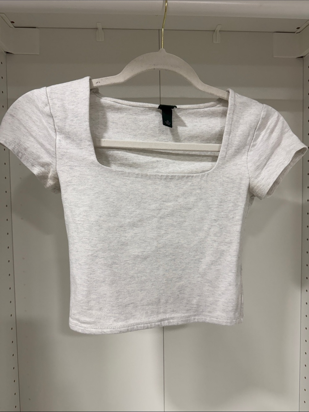 wild fable White Square-Neck Crop Top with Short Sleeves